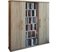 Santo Étagère, 1 porte vitrée et 2 portes en bois 12 compartiments, imitation chêne Sonoma.
