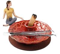 Santo Stand - Plateau de brûleur en résine en céramique, support bâton d'encens, support Smudge, attrape-cendres design orné | Accessoire rituel décoratif pour sels de table avec dessus de table