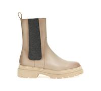 Santoni - Bottine Beige en Cuir avec Inserts Élastiques - Femme - Chaussures - Beige - Taille: 36 EU