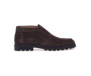Santoni - Mocassins en daim d'agneau à bout amande - Homme - Chaussures - Brun - Taille: 41 1/2 EU