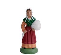 SANTONS ESCOFFIER-Santon pour crèche fileuse rouge - 7 cm