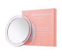 SANTOO 15X Grossissant Miroir (Rond de 15cm) - avec 3 ventouses de Montage à Utiliser pour Le Maquillage de détails - Sourcils/pincement/Retrait - Miroir de Maquillage pour Salle de Bain/Voyage