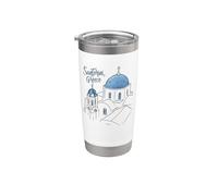 Santorin Grèce Art Iconic Architecture Souvenir de voyage Gobelet isotherme en acier inoxydable double paroi