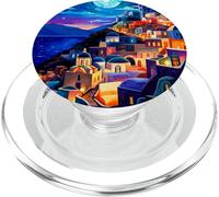 Santorin Grèce Nuit Grec Thème Art Abstrait PopSockets PopGrip pour MagSafe