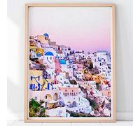 Santorin Grèce paysage aquarelle peinture toile peinture moderne affiche impression, pour salon chambre décoration murale Pas de cadre (Size : 20x30 cm No Frame)