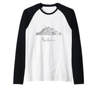 Santorin Grèce Skyline Souvenirs de voyage Noir Paysage urbain Manche Raglan