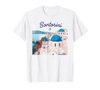 Santorin Île Grèce Blue Domes Art Travel T-Shirt