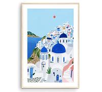 Santorin, impression d'art de la Grèce, art mural de Santorin, impression de voyage, affiche de voyage, impression d'Europe, décoration murale, cadeau de pendaison de crémaillère (sans cadre) (40,6 x