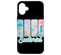 Santorin Peinture au Pinceau Pastel avec Monuments des îles grecques Coque pour iPhone 16 Plus