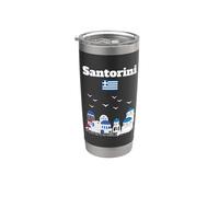 Santorin Voyage Grèce souvenir architecture grecque drapeau grec Gobelet isotherme en acier inoxydable double paroi