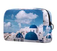 Santorini Building Trousse de maquillage pour femme, trousse de toilette de voyage, grande pochette de maquillage pratique avec fermeture éclair, multicolore, 18.5x7.5x13cm/7.3x3x5.1in, Trousse de