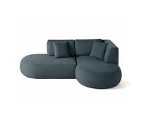 Santorini - canapé modulable d'angle droit - 4 places - en tissu texturé - Bleu grisé