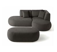 Santorini - canapé modulable d'angle droit + pouf - 4 places - en tissu texturé