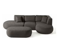 Santorini - canapé modulable d'angle droit + pouf - 5 places - en tissu texturé