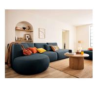 Santorini - canapé modulable d'angle gauche - 5 places - en tissu texturé - Bleu grisé Bleu grisé