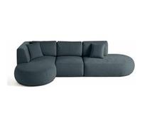 Santorini - canapé modulable d'angle gauche - 5 places - en tissu texturé - Bleu grisé Bleu grisé