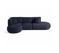 Santorini - canapé modulable d'angle gauche - 5 places - en tissu texturé - Bleu marine
