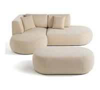 Santorini - canapé modulable d'angle gauche + pouf - 4 places - en tissu texturé