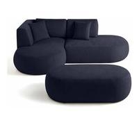 Santorini - canapé modulable d'angle gauche + pouf - 4 places - en tissu texturé