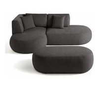 Santorini - canapé modulable d'angle gauche + pouf - 4 places - en tissu texturé