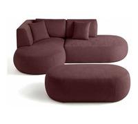 Santorini - canapé modulable d'angle gauche + pouf - 4 places - en tissu texturé