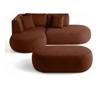 Santorini - canapé modulable d'angle gauche + pouf - 4 places - en tissu texturé