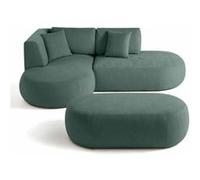 Santorini - canapé modulable d'angle gauche + pouf - 4 places - en tissu texturé