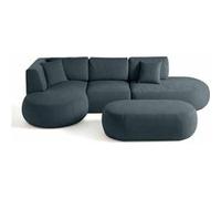 Santorini - canapé modulable d'angle gauche + pouf - 5 places - en tissu texturé
