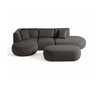 Santorini - canapé modulable d'angle gauche + pouf - 5 places - en tissu texturé - Gris Gris G