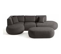 Santorini - canapé modulable d'angle gauche + pouf - 5 places - en tissu texturé