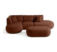 Santorini - canapé modulable d'angle gauche + pouf - 5 places - en tissu texturé - Terracotta Terracotta