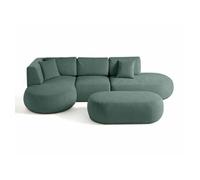 Santorini - canapé modulable d'angle gauche + pouf - 5 places - en tissu texturé - Vert