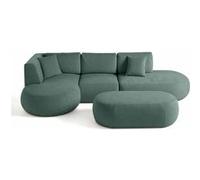 Santorini - canapé modulable d'angle gauche + pouf - 5 places - en tissu texturé