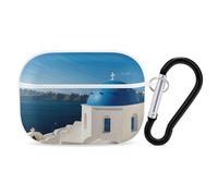 Santorini Coque rigide avec porte-clés pour AirPod Pro 2ème/1ère génération, LED avant visible, blanc