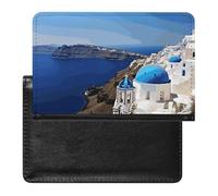 Santorini Étui portefeuille fin pour passeport avec blocage RFID et emplacements pour cartes de crédit pour homme et femme