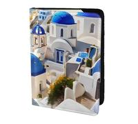 Santorini Étui pour passeport avec impression vue sur la mer Motif île grecque Idéal pour les voyages