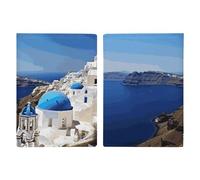 Santorini Étui pour passeport de voyage avec emplacements pour cartes de crédit et carte d'embarquement pour voyage, carte d'identité familiale (20,3 x 13,7 cm)