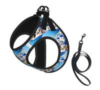 Santorini - Gilet réfléchissant pour petits chiens et chats, imprimé île grecque, vue sur la mer, gilet réglable, pour la marche, la randonnée