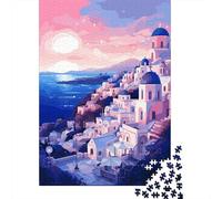 Santorini Greek Sunset De Fin D'année Puzzle en Bois, 1000 pièces | Pour une longue soirée puzzle après le travail : Puzzle 1000 pièces adulte ; pour une activité tranquille chez soi.