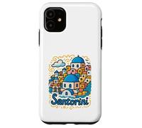 Santorini Island Grèce Dessin animé Doodle Plage Voyage Souvenir Coque pour iPhone 11