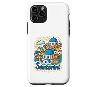 Santorini Island Grèce Dessin animé Doodle Plage Voyage Souvenir Coque pour iPhone 11 Pro