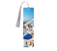 Santorini Lot de 5 marque-pages artistiques pour femme, motif île grecque, vue sur la mer, fournitures d'étude