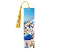 Santorini Lot de 5 marque-pages artistiques pour femme, motif île grecque, vue sur la mer, fournitures d'étude