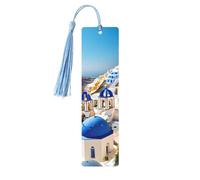 Santorini Lot de 5 marque-pages artistiques pour femme, motif île grecque, vue sur la mer, fournitures d'étude