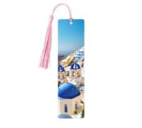 Santorini Lot de 5 marque-pages artistiques pour femme, motif île grecque, vue sur la mer, fournitures d'étude