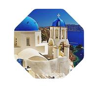 Santorini Lot de 6 dessous de verre en PVC avec vue sur la mer Motif île grecque