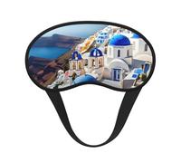 Santorini Masque de sommeil imprimé île grecque vue sur la mer, masque de sommeil pour les yeux pour homme et femme pour une obscurité totale, réduit les gonflements