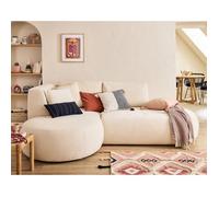 Santorini - module d'assise gauche - en tissu texturé - Beige