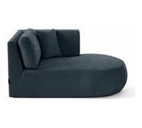 Santorini - module d'assise méridienne droit - en tissu texturé - Bleu grisé