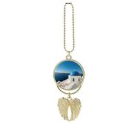 Santorini Ornement à suspendre en forme d'ailes d'ange grecques pour rétroviseur de voiture pour homme et femme Style bohème fait à la main, One size, Zinc
